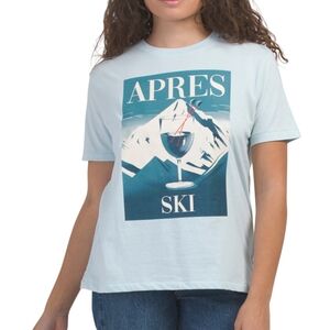 Wildfox Baby Blue Apres Ski Tee Short Sleeve NEW In PKG Top Shirt Women's Winter